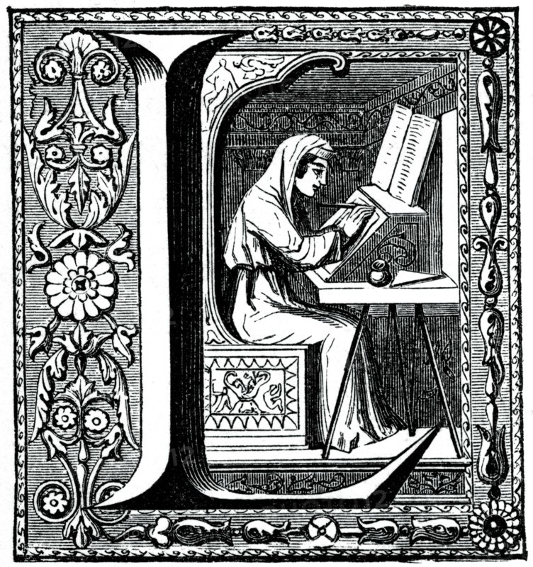 Initial letter 'L', (1870). Artist: Unknown