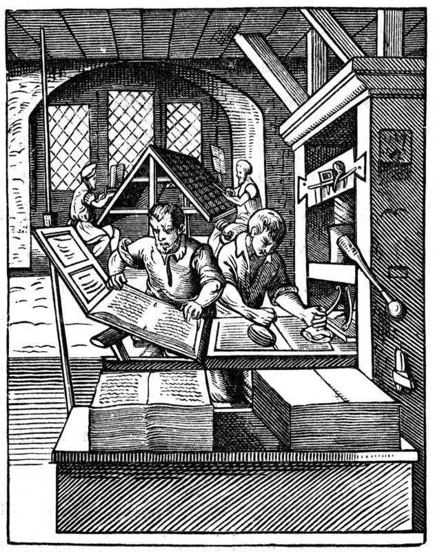 'Printing Workshop', 16th century, (1870).Artist: Jost Amman