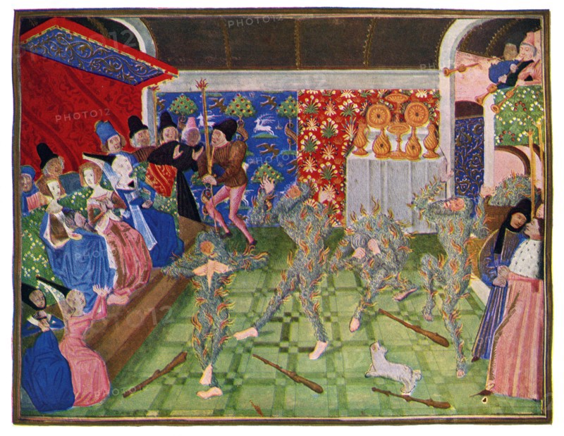 Masquerade at the French court, 1393, (1470-1475).Artist: Master of the Harley Froissart