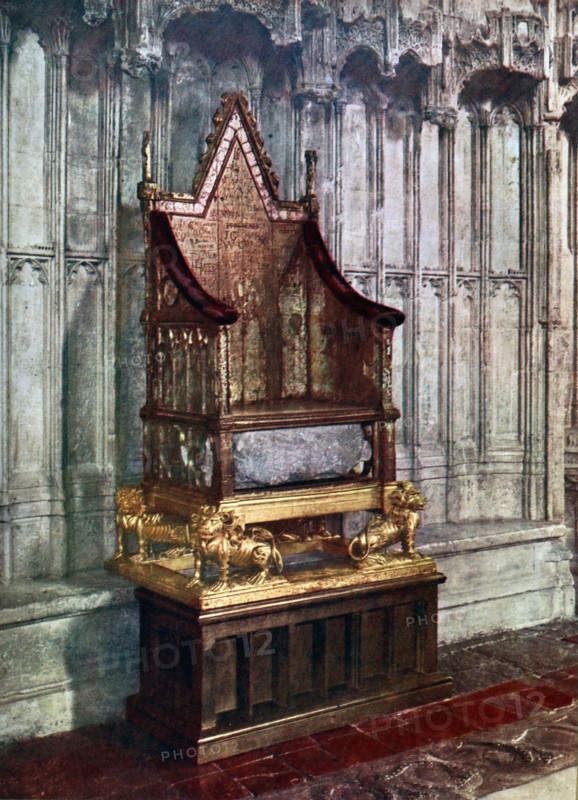 The Coronation Chair, with the Stone of Scone, Westminster Abbey, London, 1937. Artist: Unknown