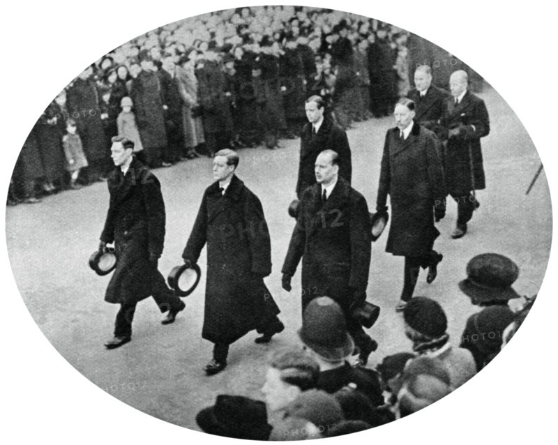 The Duke of York and his brothers in King George V's funeral procession, 1936, (1937). Artist: Unknown