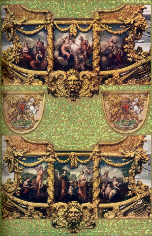 Giovanni Cipriani's painted panels on the Gold State Coach, 1762, (1937). Artist: Unknown