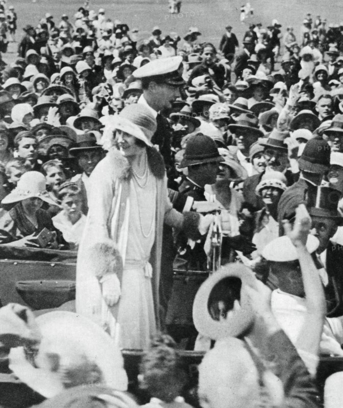 The Duke and Duchess mobbed by crowds in Auckland, 1927, (1937).  Creator: Unknown.