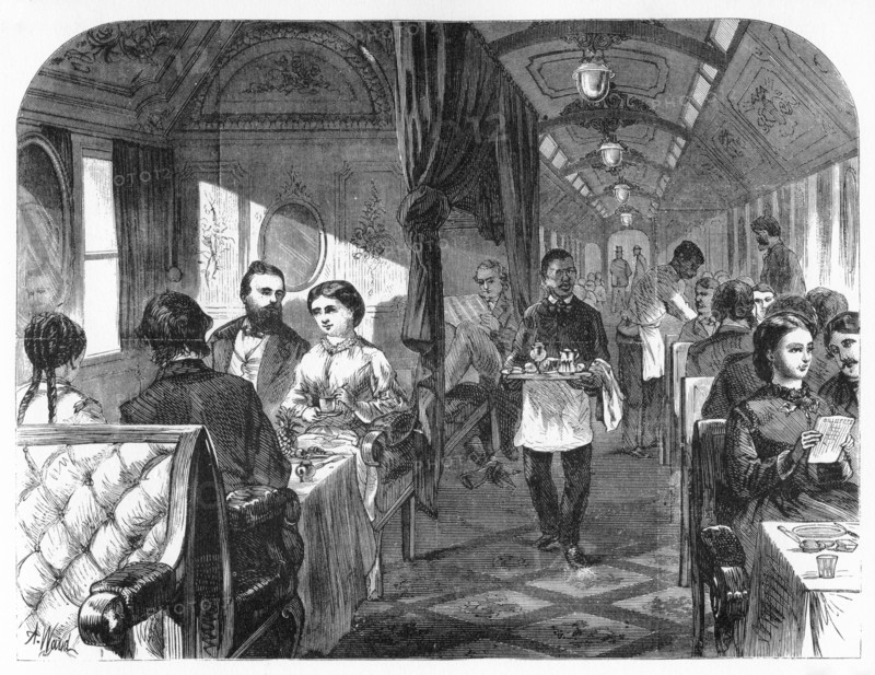 'Palace Hotel Car, Union Pacific Railroad', c1870.Artist: A R Ward