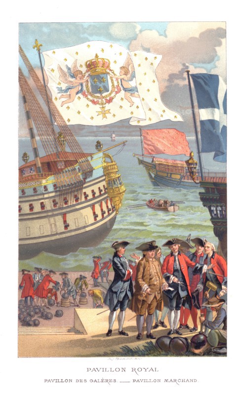 Royal flag, galleon flag and traders' flag, (1885).Artist: Urrabieta