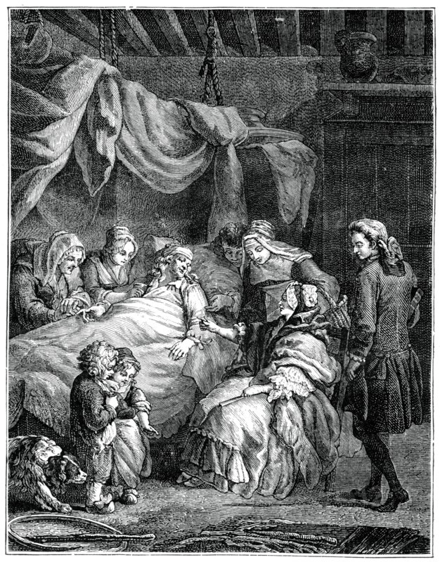 The Lady Receives Charity, (1885).Artist: Eisen