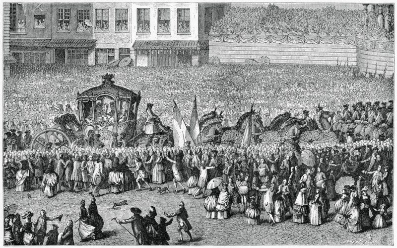 Horse-Drawn Carriage in a Parade, 1782, (1885).Artist: Moreau