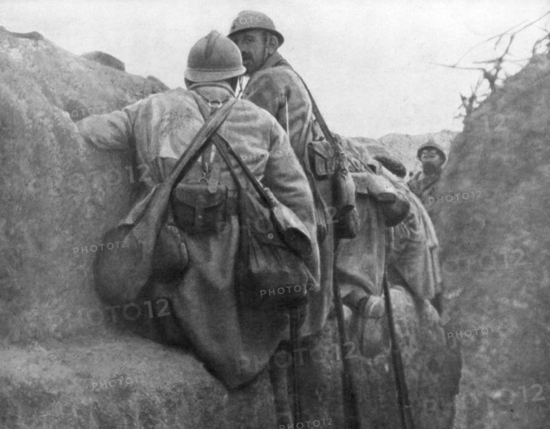 A French trench before an attack, 2nd Battle of Champagne, France, 25 September 1915. Artist: Unknown
