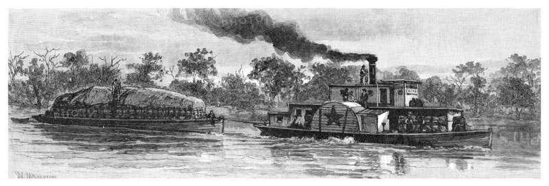Wool barge on the River Darling, Australia, 1886. Artist: Unknown
