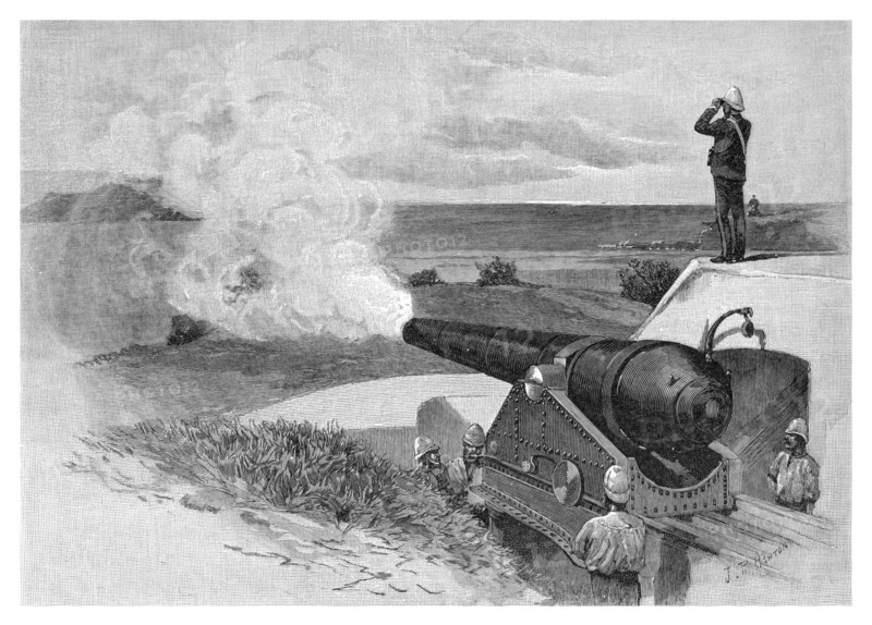 25 Ton gun at Middle Head, Sydney, New South Wales, Australia, 1886.Artist: JR Ashton