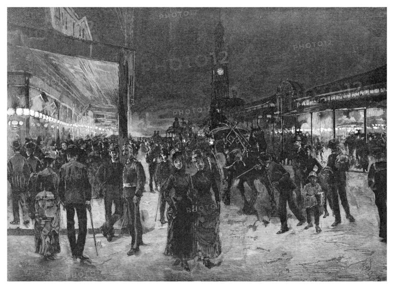 Saturday night in George Street, Sydney, New South Wales, Australia, 1886.Artist: WJ Smedley