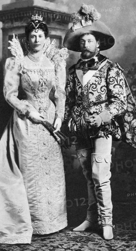 Prince George and Mary of Teck in fancy dress, Devonshire House Ball, 1897. Artist: Unknown
