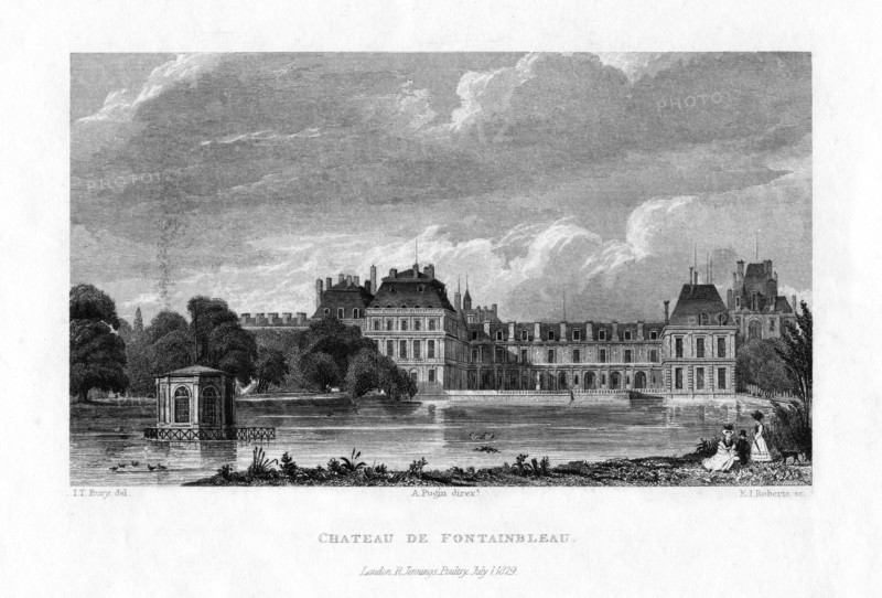 Chateau de Fontainebleau, France, 1829.Artist: E I Roberts