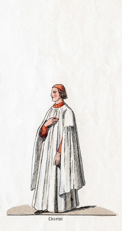 Chorister, costume design for Shakespeare's play, Henry VIII, 19th century. Artist: Unknown