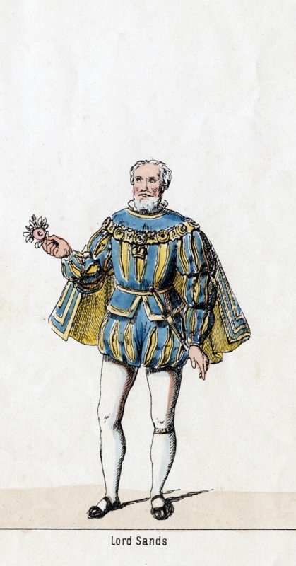 Sir William Sands, costume design for Shakespeare's play, Henry VIII, 19th century. Artist: Unknown
