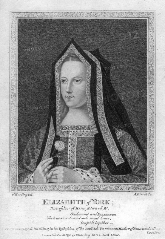 Elizabeth of York, Queen Consort of King Henry VII, (1790).Artist: A Birrell