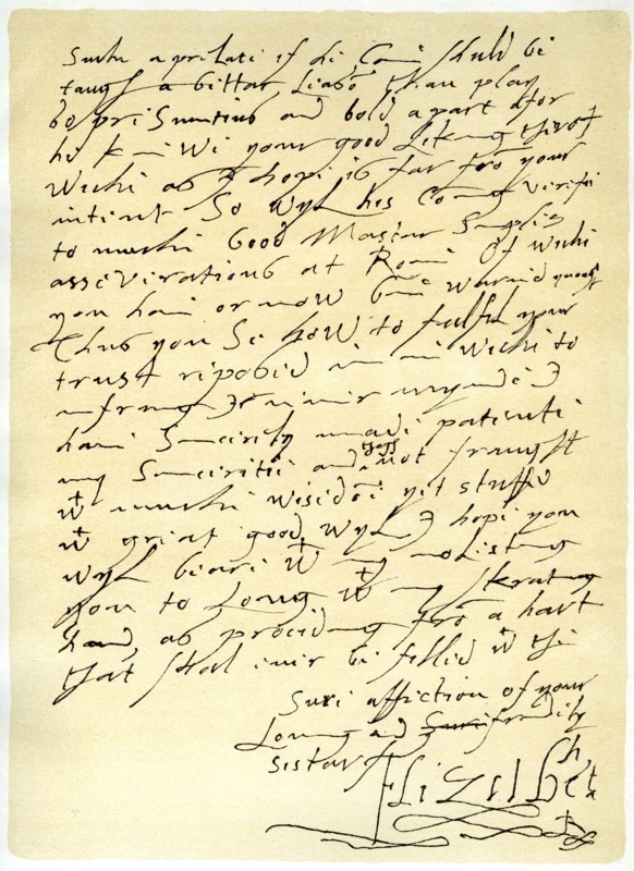 Letter from Queen Elizabeth I to James VI of Scotland, 5th January 1603.Artist: Queen Elizabeth I