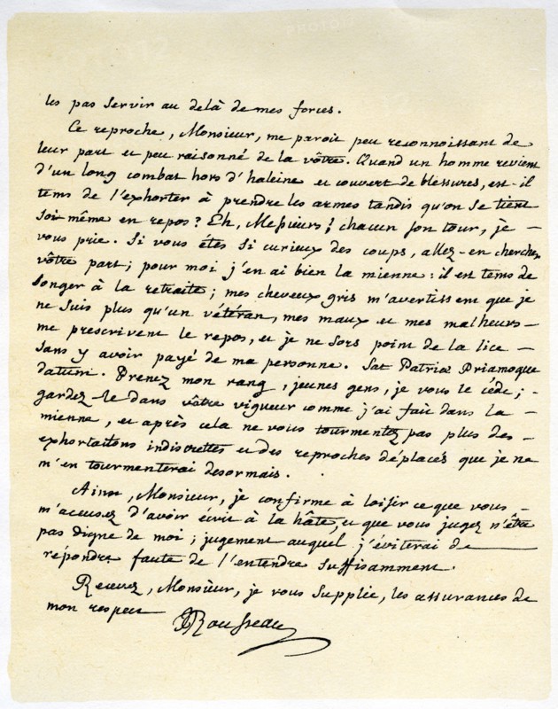 Letter from Jean Jaques Rousseau, 15th July 1764.Artist: Jean-Jacques Rousseau