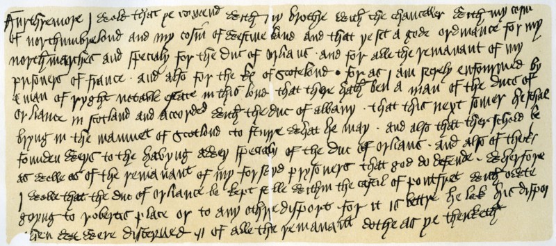 Portion of a letter from Henry V, c1419.Artist: Henry V