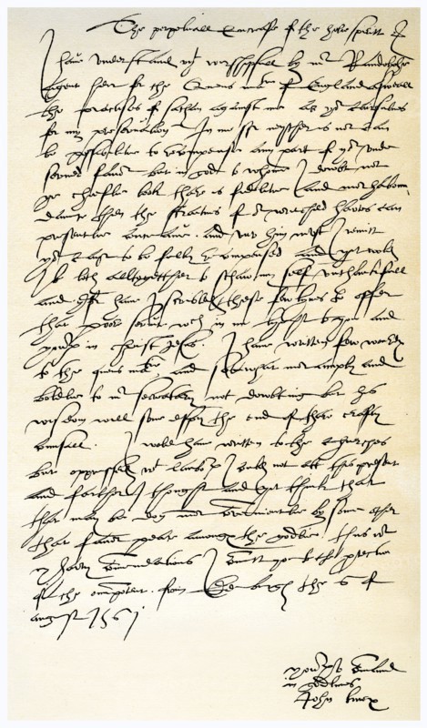 Letter from John Knox to Sir Nicholas Throgmorton, 6th August 1561.Artist: John Knox