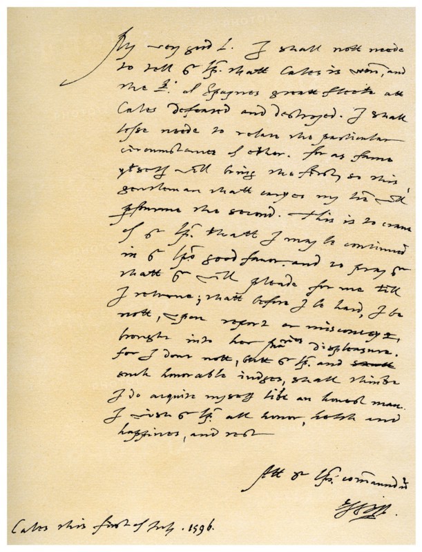 Letter from Robert Devereux, Earl of Essex, to William Cecil, 1st July 1596.Artist: Robert Devereux, 2nd Earl of Essex