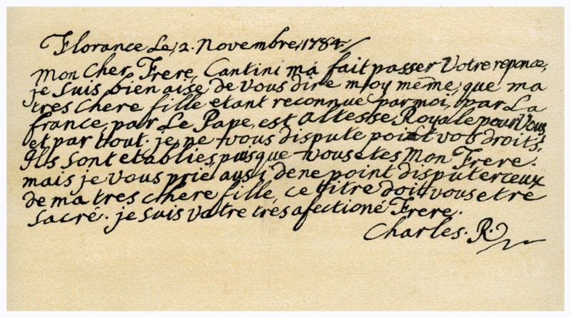 Letter from Charles Edward Stuart to his brother Henry Benedict, 2nd November 1784.Artist: Charles Edward Stuart