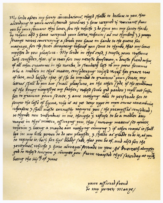 Letter from Queen Mary I to Lord Seymour of Sudeley, 4th June 1547.Artist: Queen Mary I