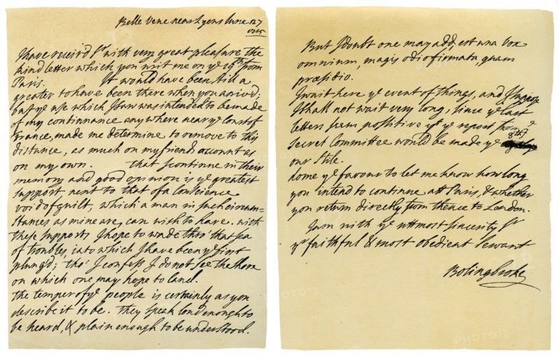 Letter from Henry St John to George Clarke, 27th June 1715.Artist: Henry St John, 1st Viscount Bolingbroke