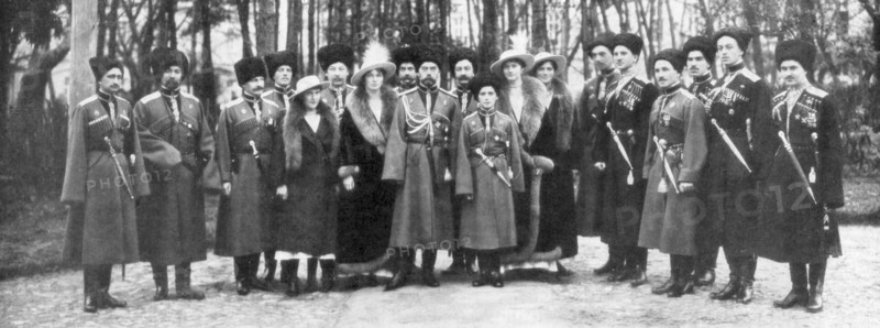 Tsar Nicholas II of Russia and his family before abdication, 1917. Artist: Unknown
