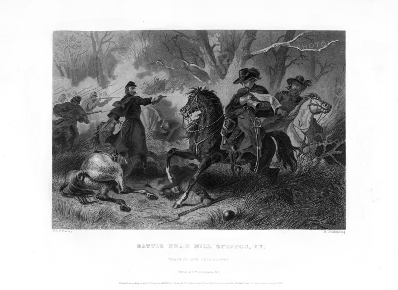 Death of General Felix Zollicoffer, Battle of Mill Springs, Kentucky, 19 January 1862, (1862-1867).Artist: R Dudensing