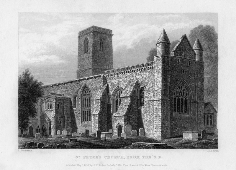 St Peter's Church, from the south-east, Oxford, 1833.Artist: John Le Keux