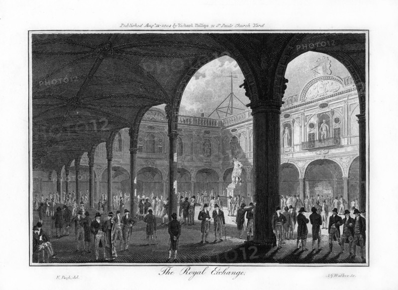 The Royal Exchange, London, 1804.Artist: Walker