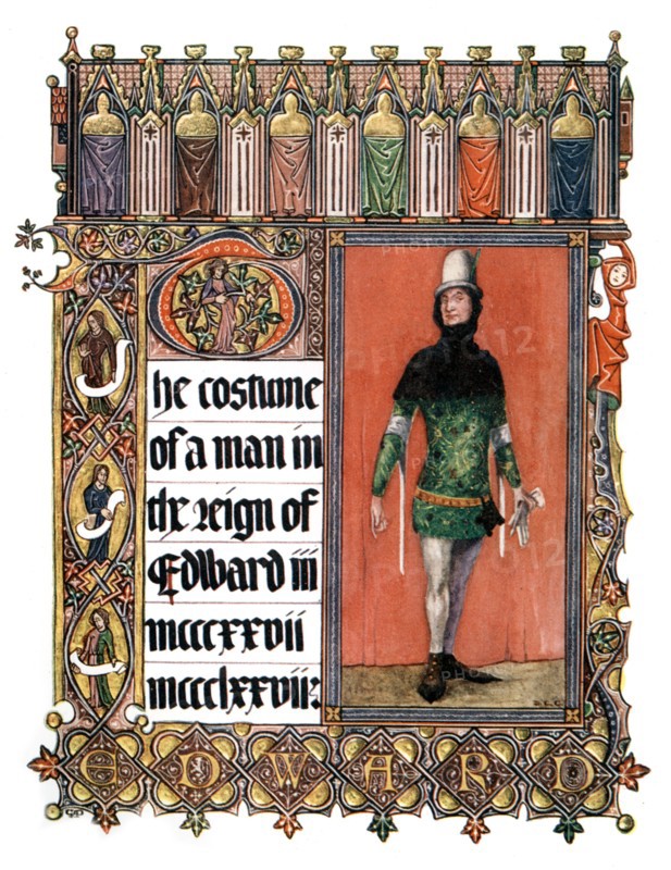 The costume of a man in the reign of Edward III, (1909). Artist: Unknown