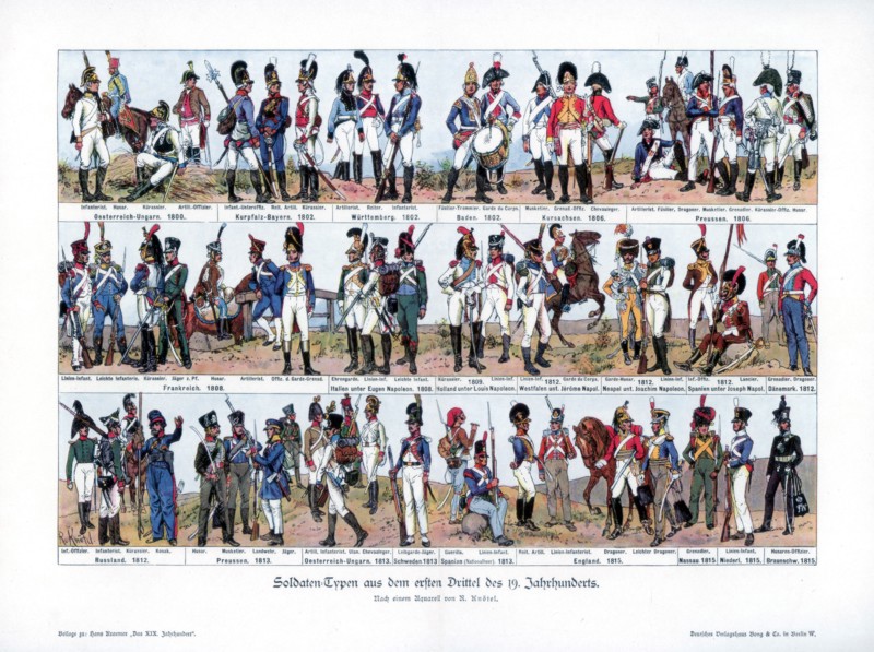 Types of soldiers from the first half of the 19th century, 1900.Artist: Richard Knotel