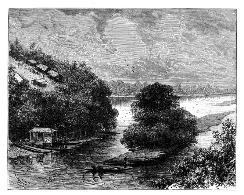 L'Ogooue, Congo, Africa, 19th century.Artist: Edouard Riou