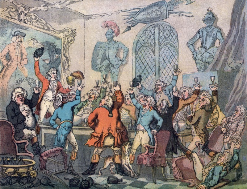 The Dinner, Humours of Fox Hunting, 1799.Artist: Thomas Rowlandson