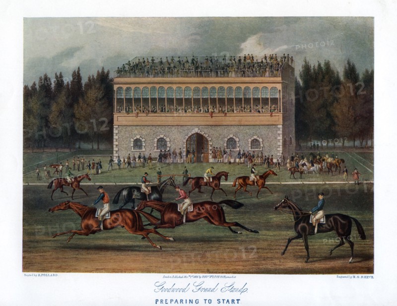 'Goodwood Grand Stand, Preparing to Start', 1836. Creator: Richard Gilson Reeve.