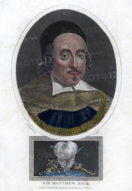 Sir Matthew Hale, 17th century Lord Chief Justice of England, (1808).Artist: J Chapman