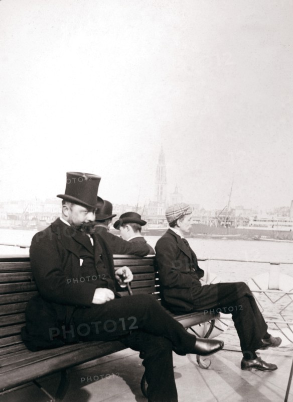 Passengers on a ferry, Rotterdam, 1898.Artist: James Batkin