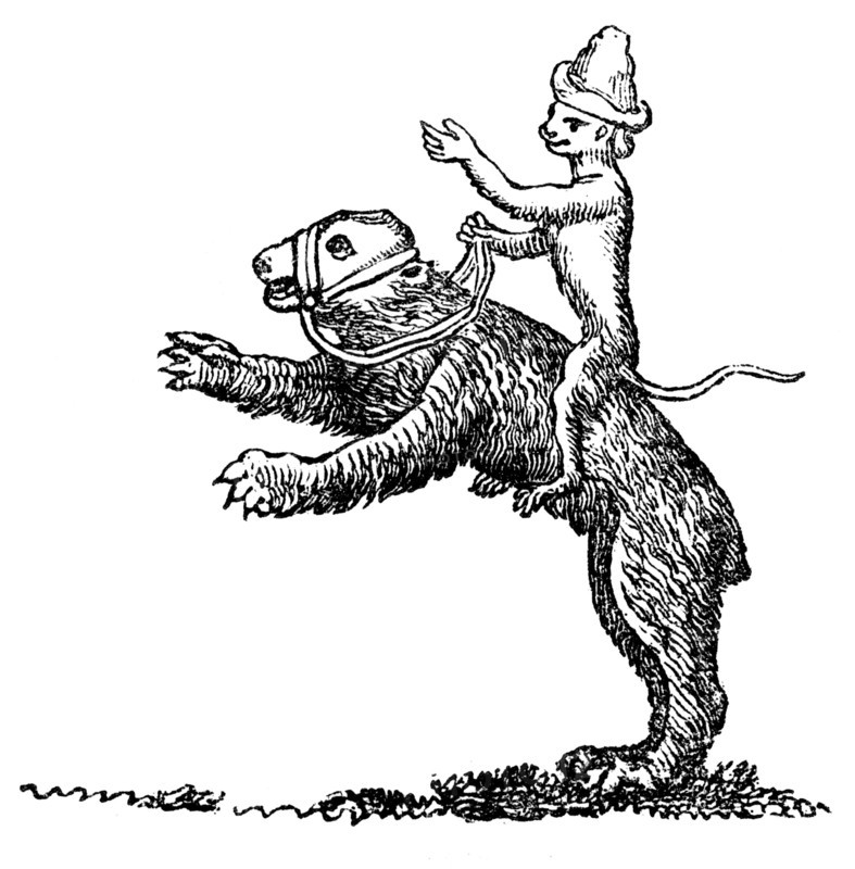 Bear and Monkey, 13th century, (1833). Artist: Unknown