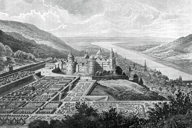 Heidelberg Castle, Germany, in 1620 (1903).Artist: Matthaus Merian