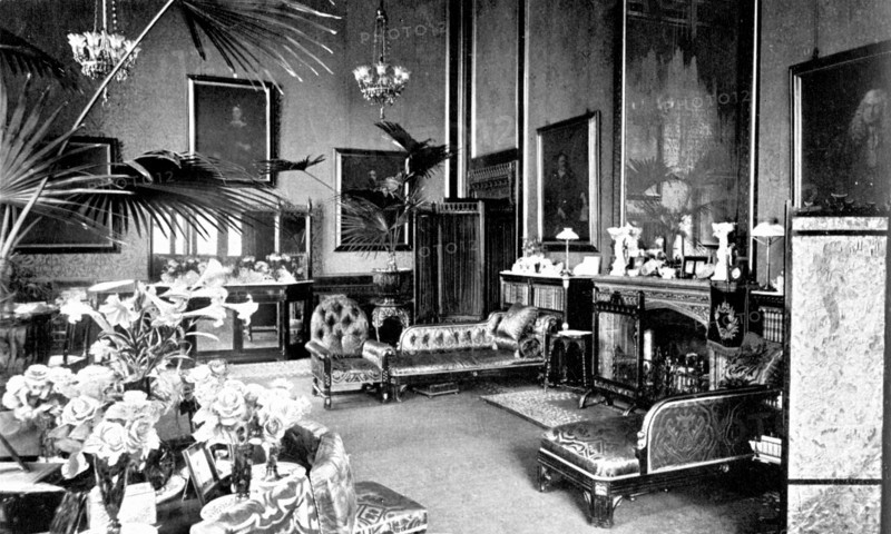 The Red Drawing Room in the Speaker's House, Palace of Westminster, London, c1905. Artist: Unknown