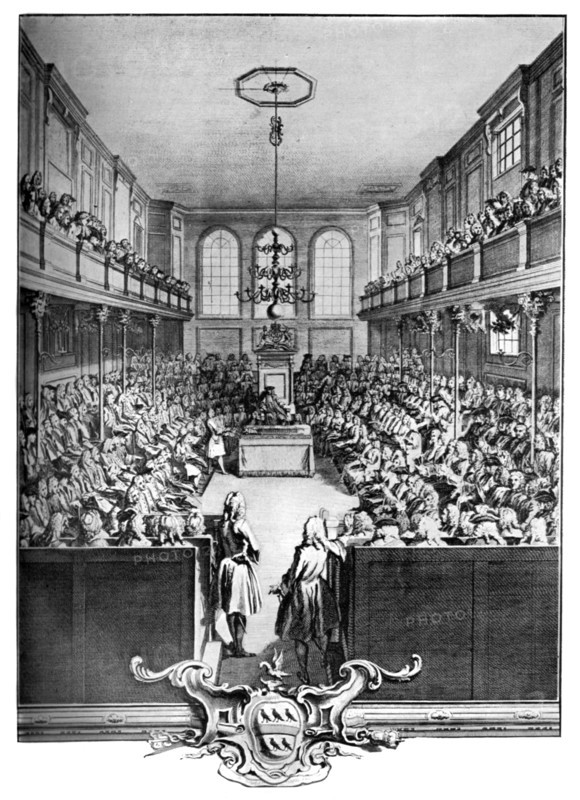 Interior of the House of Commons, Westminster, London, 1742, (c1902-1905).Artist: John Pine
