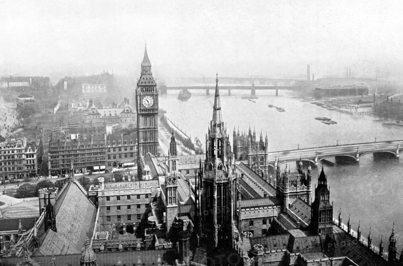 The Houses of Parliament, as seen from Victoria Tower, Westminster, London, c1905. Artist: Unknown