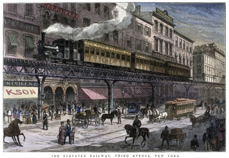 'The Elevated Railway, Third Avenue, New York', 1879. Artist: Unknown