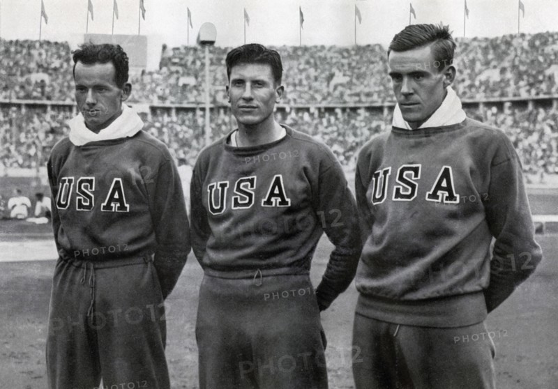 Robert Clark, Glenn Morris, John Parker, American decathletes, Berlin Olympics, 1936. Artist: Unknown