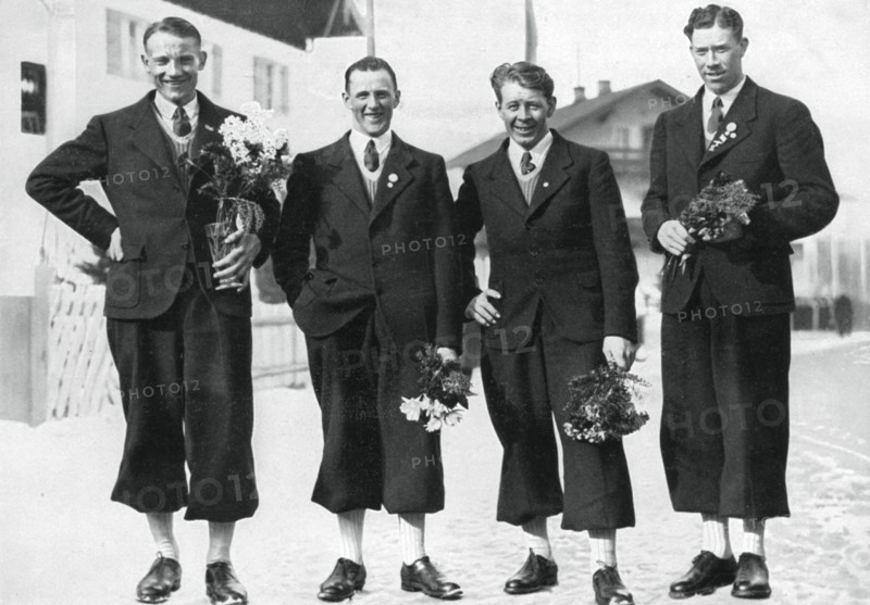 Swedish cross-country ski team, Winter Olympic Games, Garmisch-Partenkirchen, Germany, 1936. Artist: Unknown