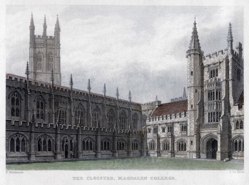 The Cloister, Magdalen College, Oxford University, 19th century.Artist: John Le Keux