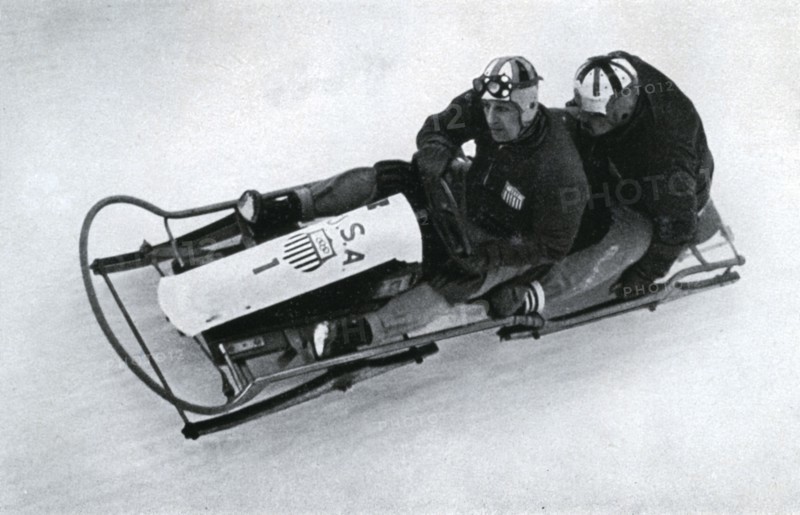 American two man bobsleigh team, German winter olympic games, 1936. Artist: Unknown