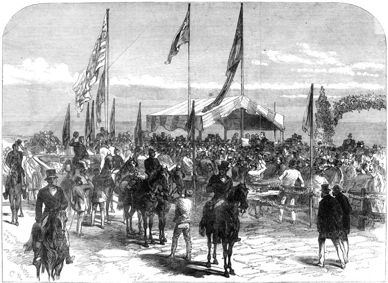 'His Royal Highness receiving the address of the Glenelg Corporation', Australia, 1868. Artist: Unknown